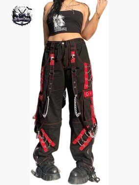 Wide Leg Bell Bottom Jeans, Baggy Fit, Denim Polyester Blend, Y2K Grunge Style